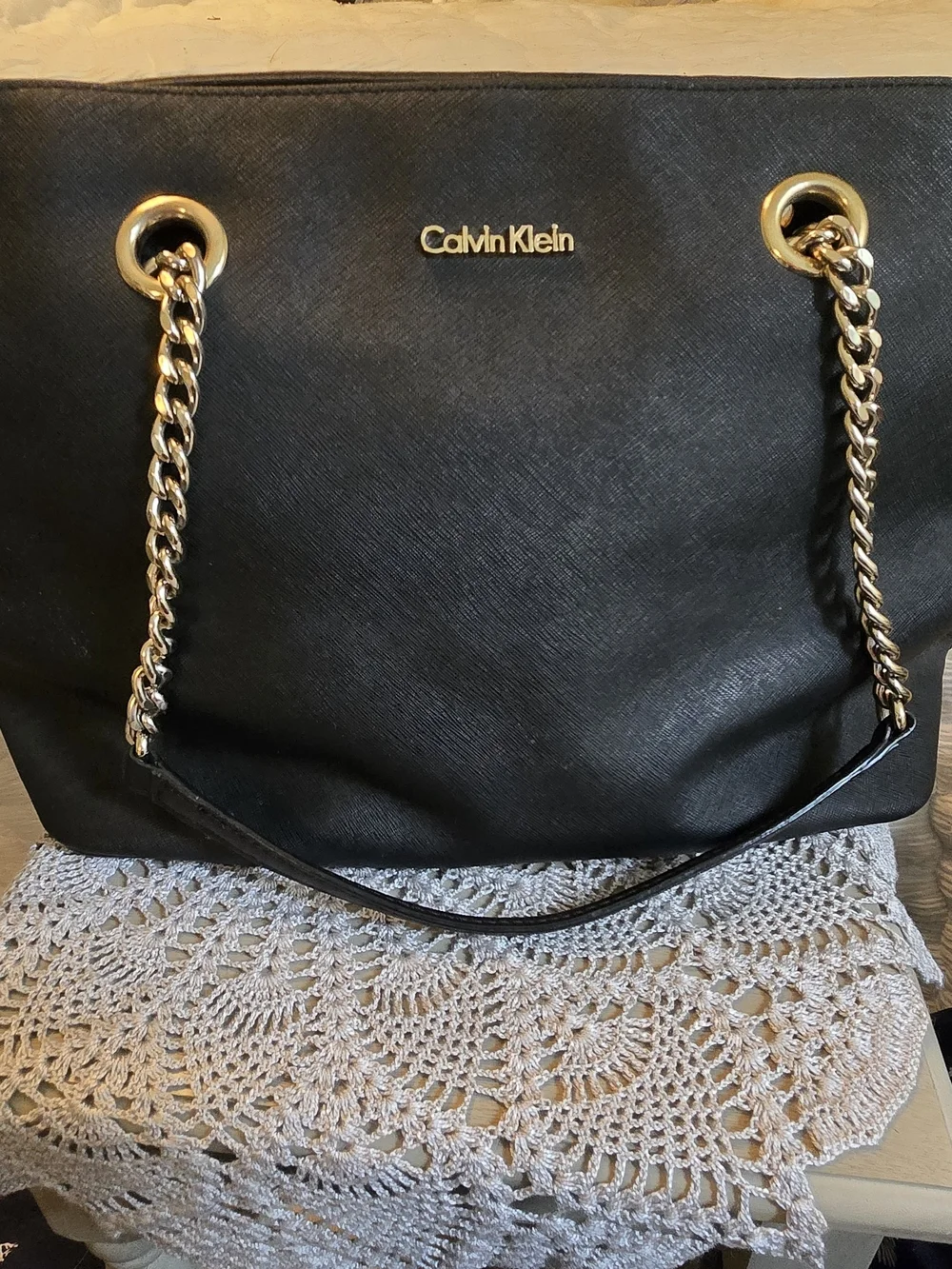 Calvin Klein Black Chain-Handle Tote